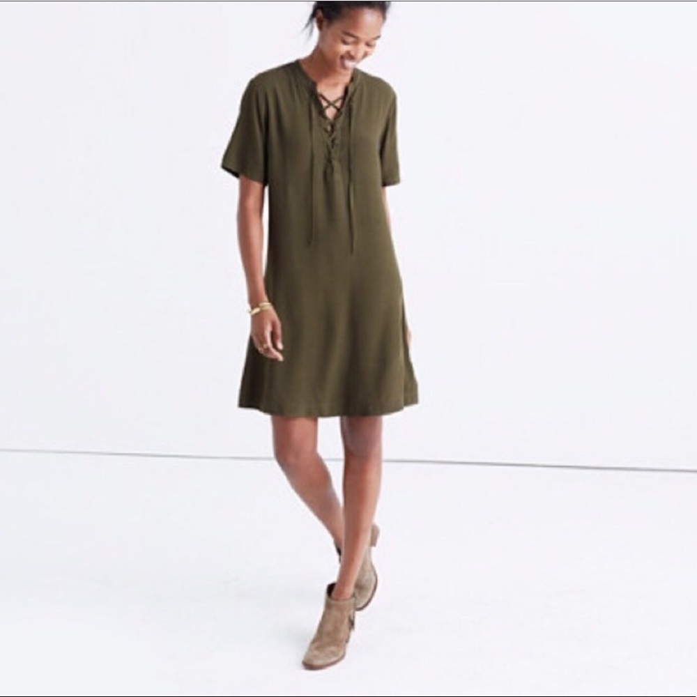 Madewell Olive Green Novella Shift Dress XS